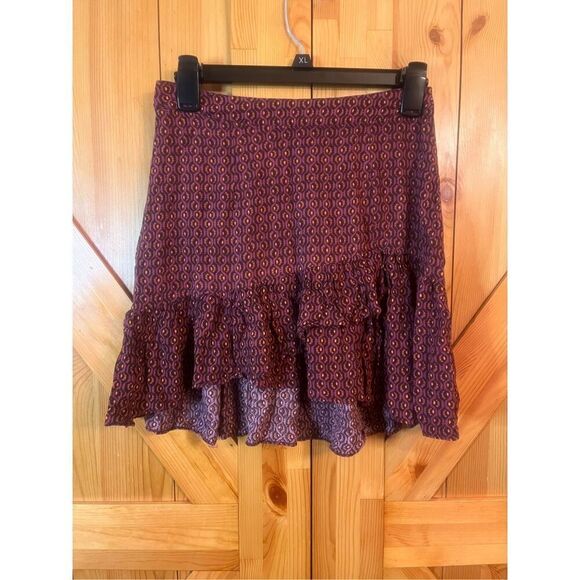 Free people skirt size 2 geometric design ruffle (3652) - Picture 1 of 4
